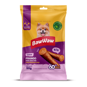 Bifinho p/ Cães Baw Waw Premium Adultos Raças Pequenas Frango Pacote 50g