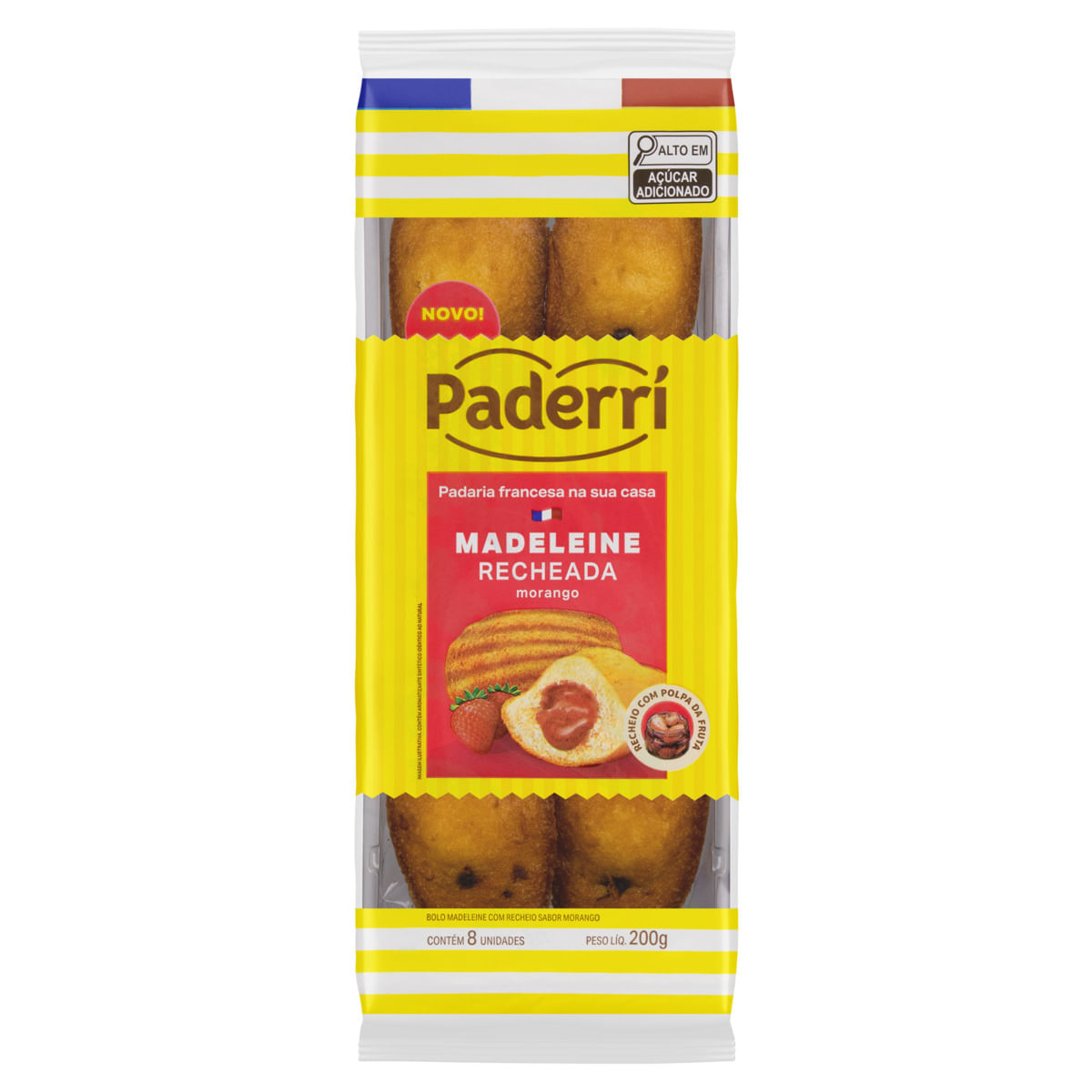 Bolo Madeleine Paderri Recheado Morango 200g