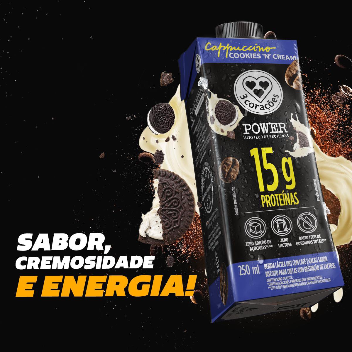 Bebida Láctea UHT 3 Corações Power Whey Zero Lactose 15g