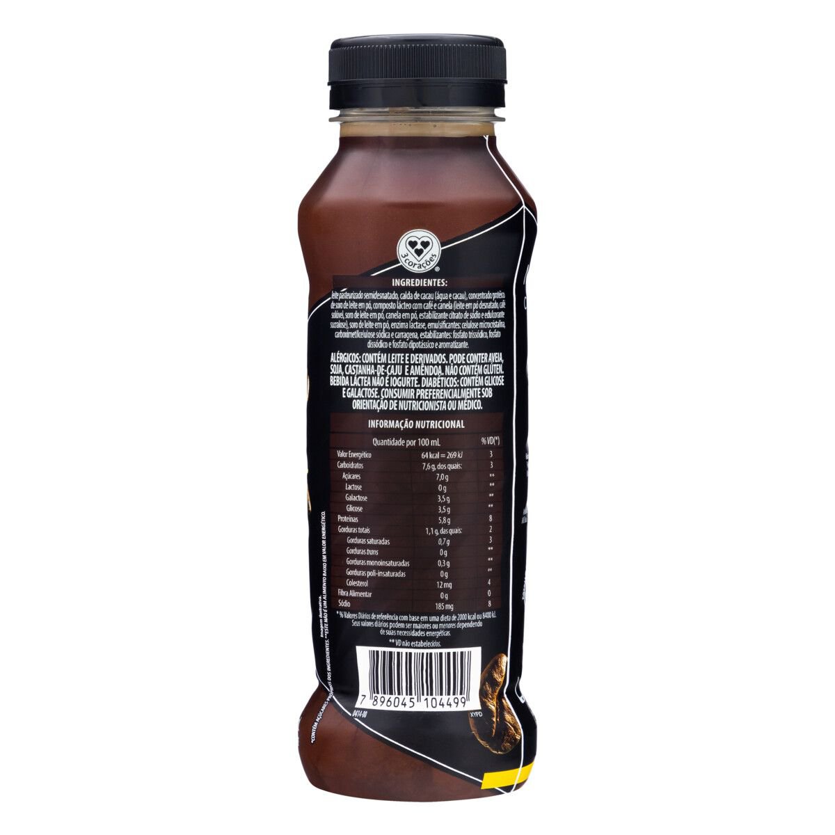 Bebida Láctea 3 Corações Zero Lactose Cappuccino 260ml | Prezunic