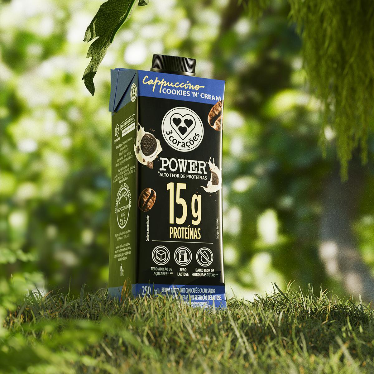 ミルク C Bebida Láctea UHT 3 Corações Power Whey Zero Lactose 15g