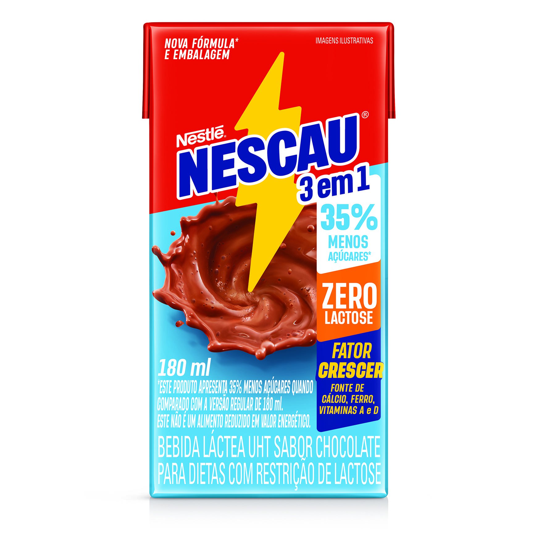 50ml✖️4個 Bebida Láctea UHT Nescau Zero Lactose Chocolate Caixa 180ml | Prezunic