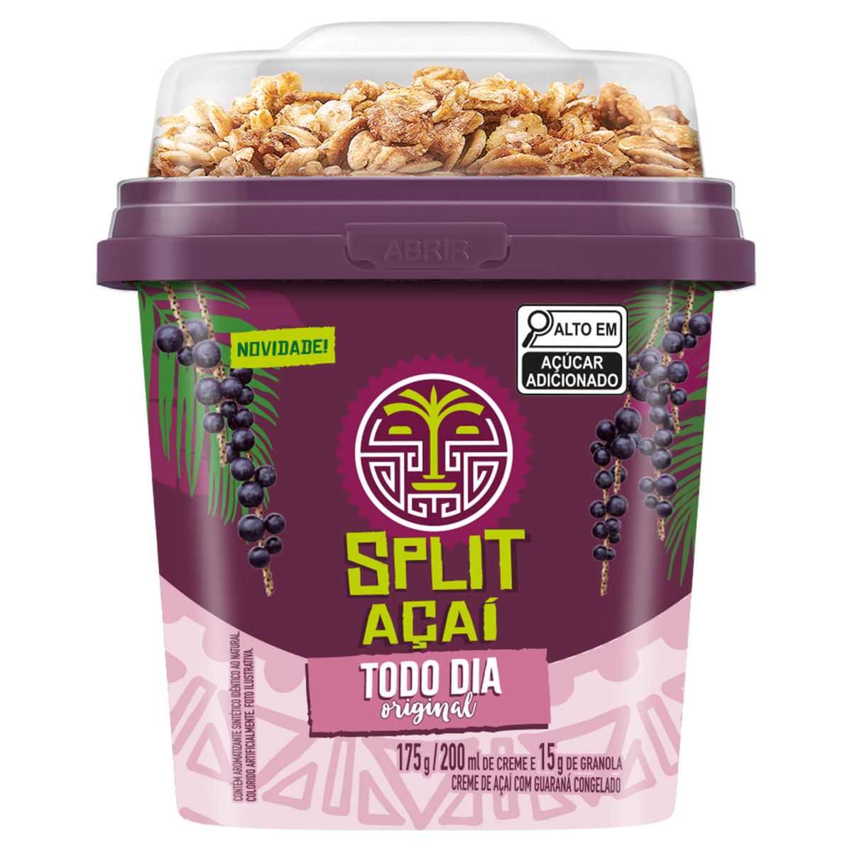 Açaí Slipt Todo Dia Original c/ Granola Congelado Pote 200g | Prezunic