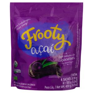 Polpa de Fruta Orgânica Açaí Frooty Sachê 400g com 4 Unidades de 100g Cada
