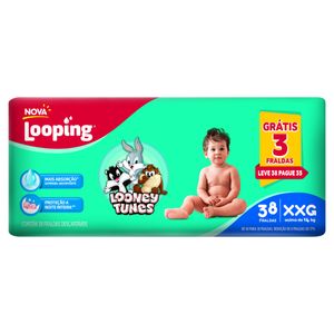 Fralda Descartável Looping Looney Tunes XXG Leve 38 Pague 35 Unidades