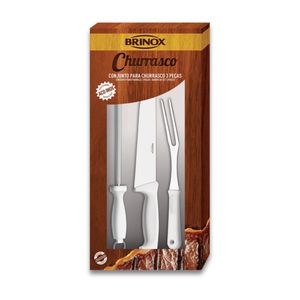 Conjunto Brinox para Churrasco Faca, Garfo e Chaira 2554/302