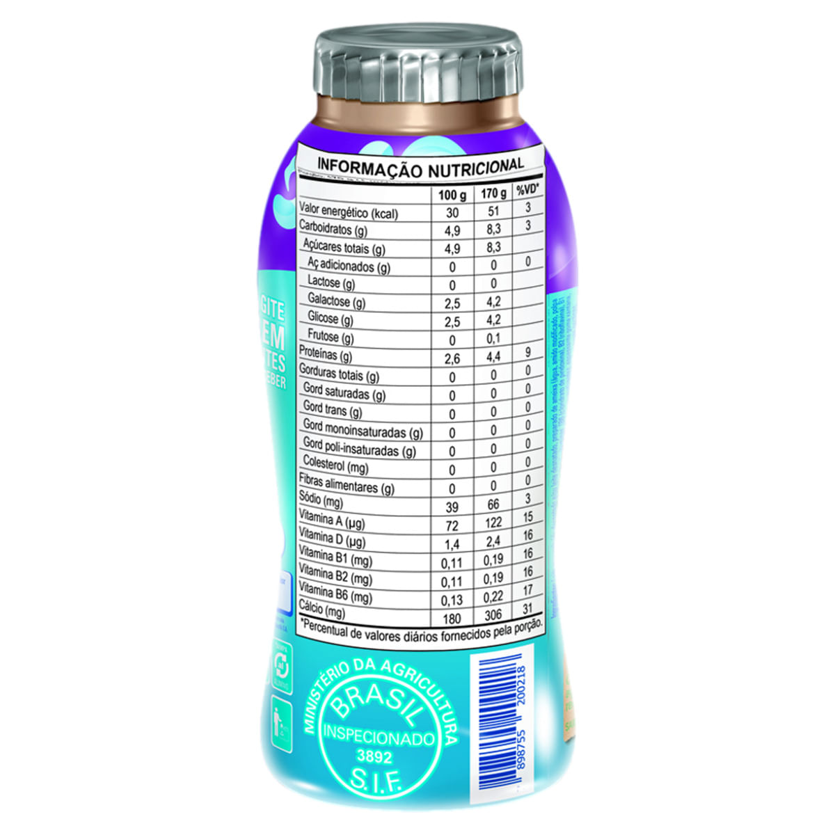 Iogurte Desnatado Zero Lactose Molico Ameixa Frasco 170g | Prezunic