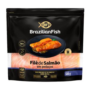 Filé de Salmão Brazilian Fish com Pele Pedaço Congelado 500g