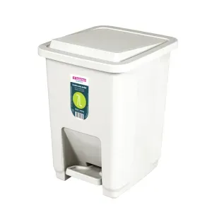Lixeira Sanremo Quadrada Plástica com Pedal Branca 7 Litros