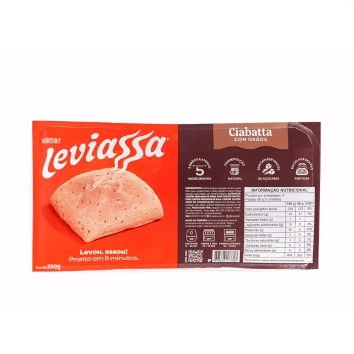 Pão Ciabatta Leviassa com Grãos 220g | Prezunic