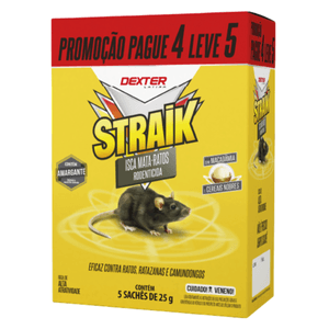 Inseticida Isca Mata Rato Straik Sachê 25g c/ 5 Unid