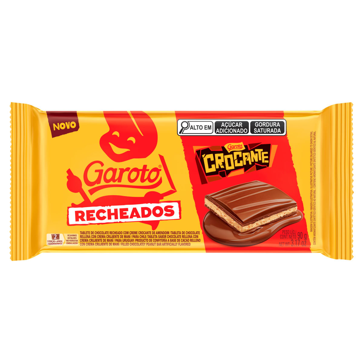 Chocolate em Barra Garoto Recheado Recheio Crocante 90g | Prezunic