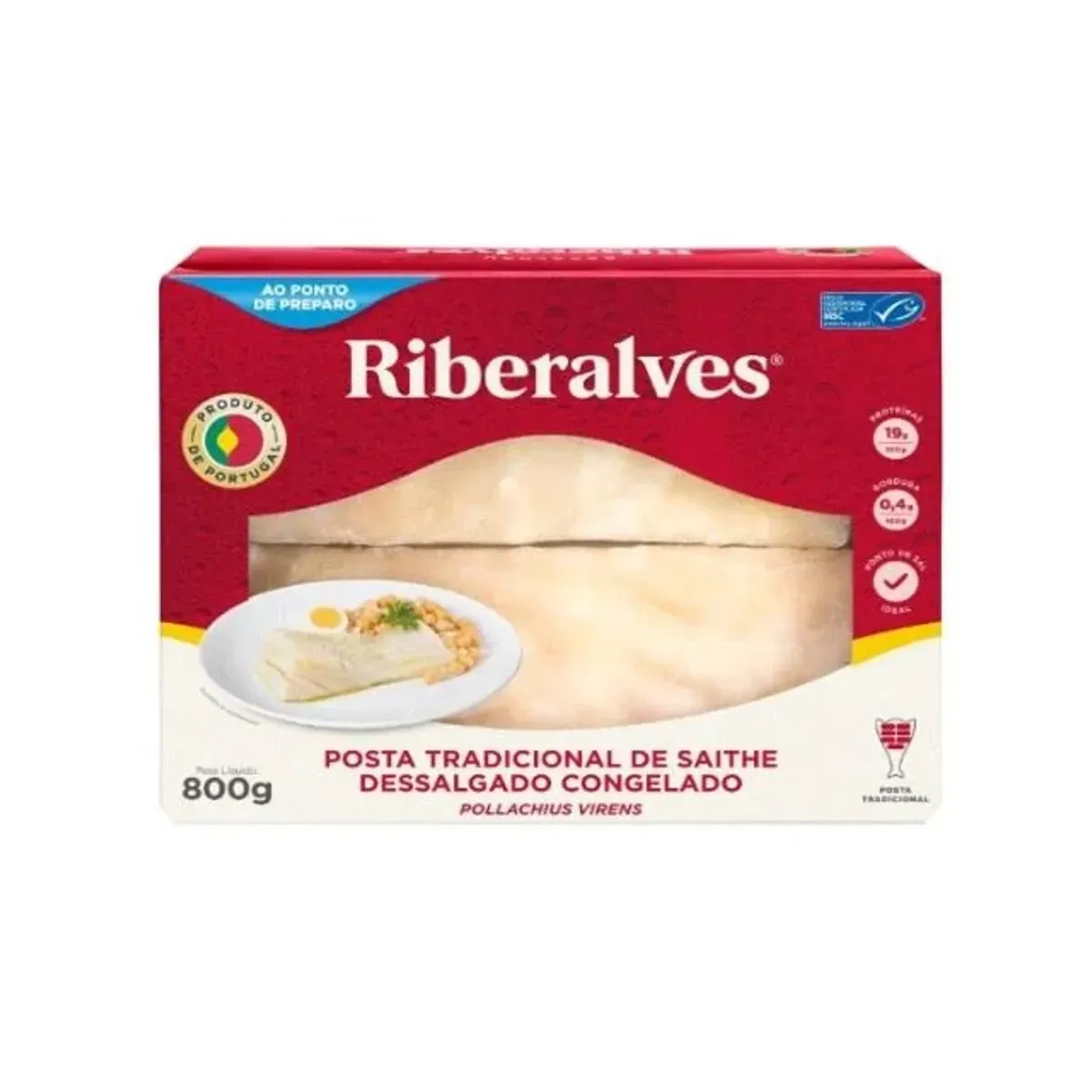 Bacalhau Saithe em Posta Riberalves Dessalgado Congelado 800g