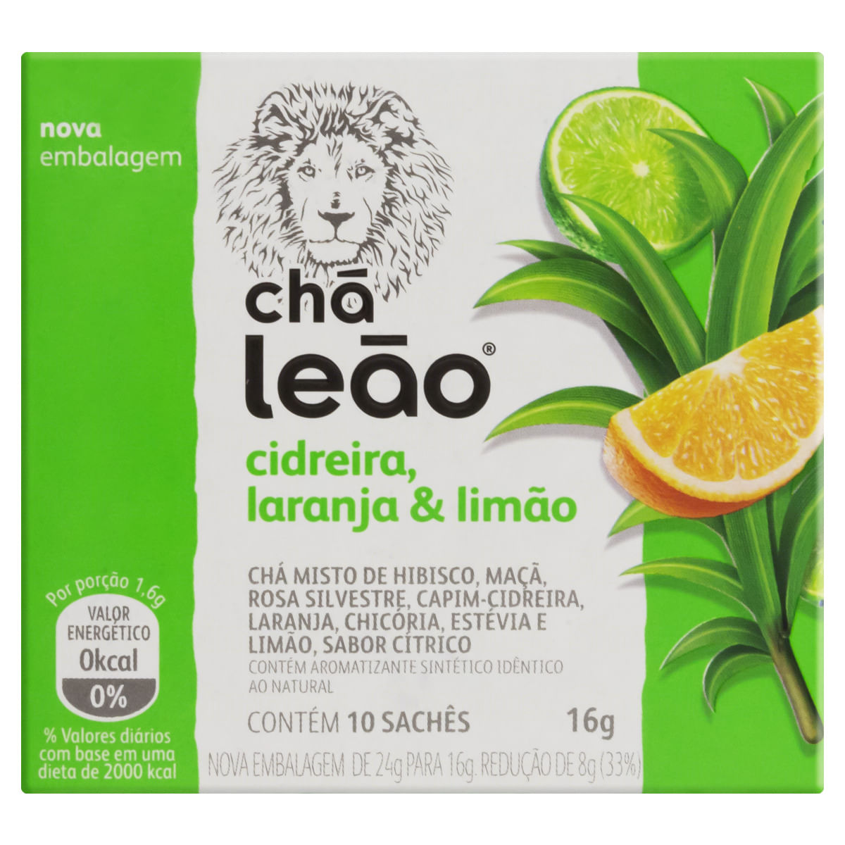 Chá Leão Cidreira, Laranja & Limão Caixa 16g 10 Unidades | Prezunic