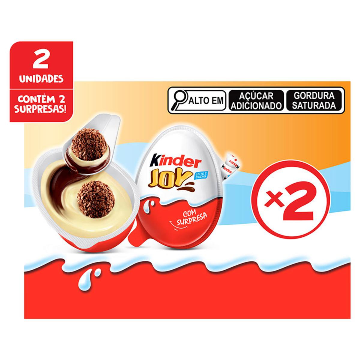 Encontraproduto.com.br - Chocolate Kinder Ovo com Recheio ao Leite e Cacau Cor Azul Contém 2 Unidades Caixa 40g
