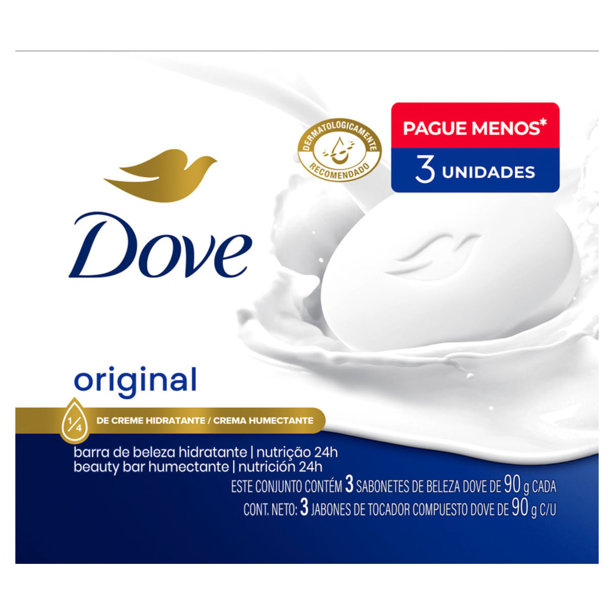 Sabonete em Barra Dove Original Caixa 90g com 3 UnidadesLeve Mais