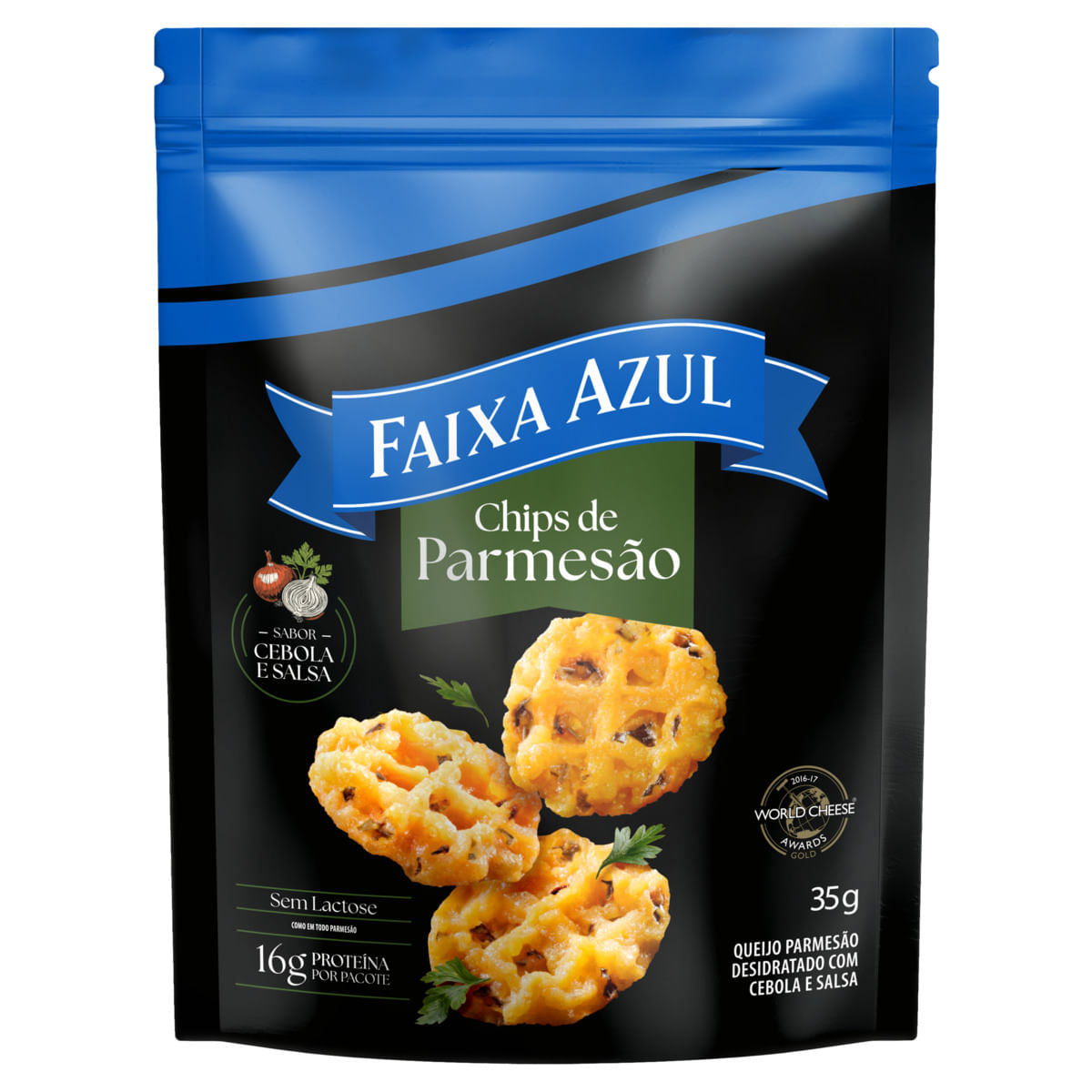 Chips de Parmesão Cebola e Salsa Faixa Azul Zero Lactose Pouch 35g ...