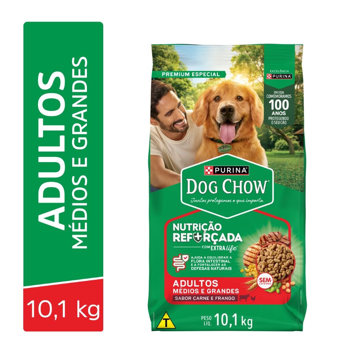 Ração para Cães Adultos Médios e Grandes Dog Chow Carne, Frango e