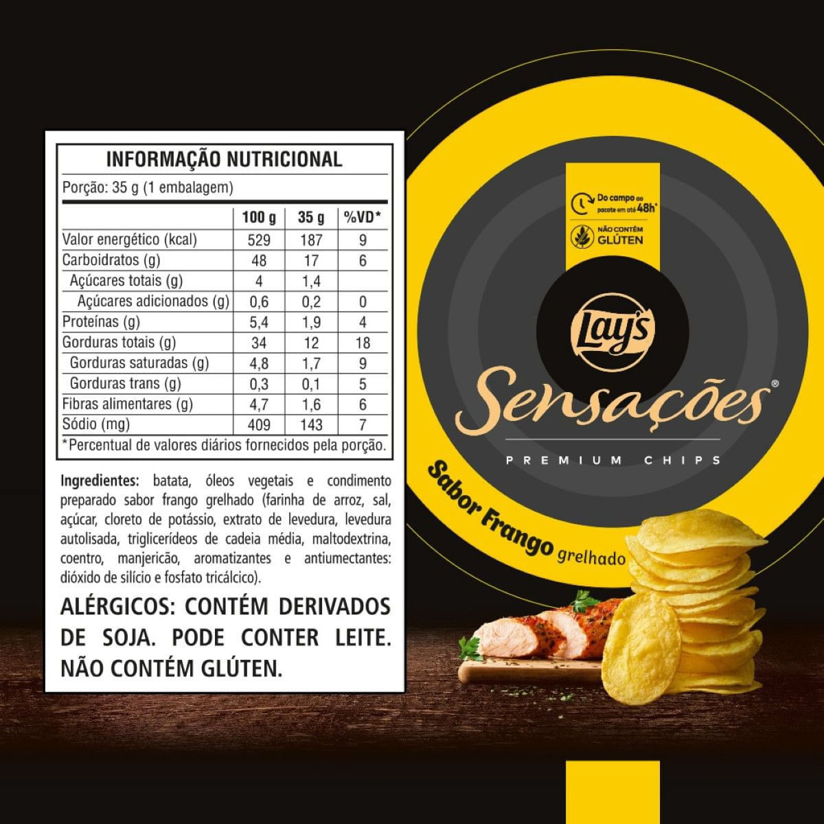 Batata Frita Lisa Chips Frango Grelhado Lays Sensações