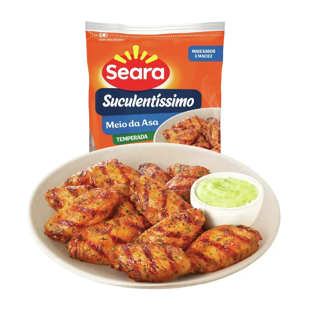 Meio da Asa Temperada Suculentíssimo Seara IQF