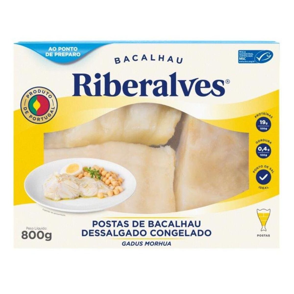Bacalhau Riberalves em Posta Dessalgado Congelado 800g
