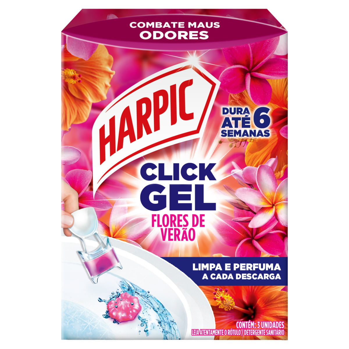 Detergente Sanitário Harpic Click Gel Flores de Verão com 3 15g