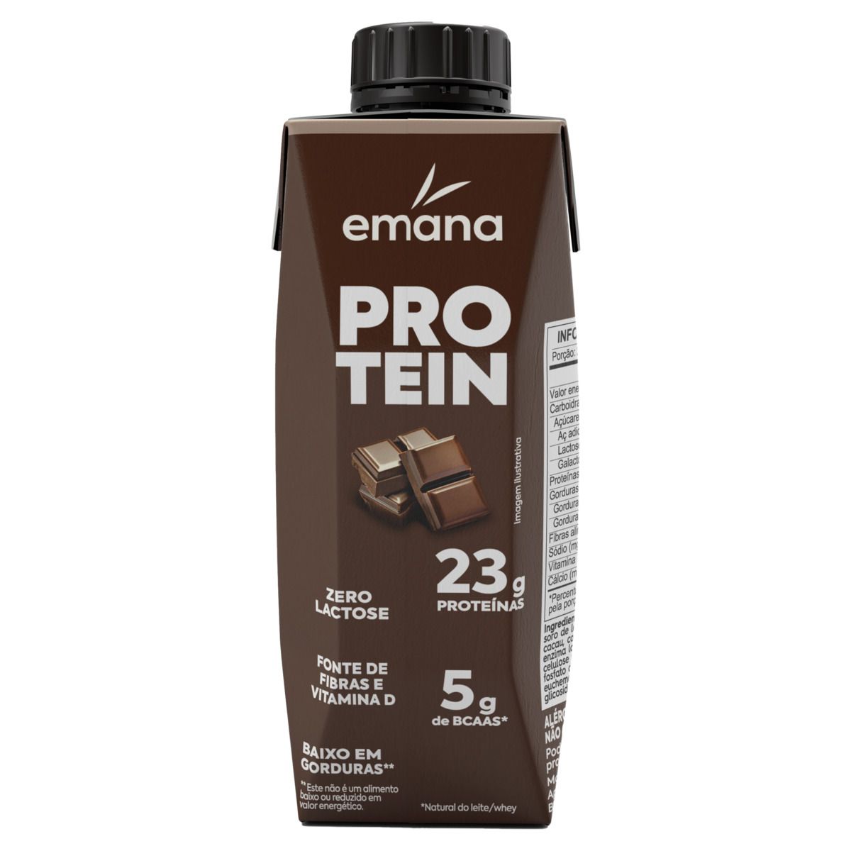 Bebida Láctea UHT Emana Protein Zero Lactose 23g Proteínas Cacau